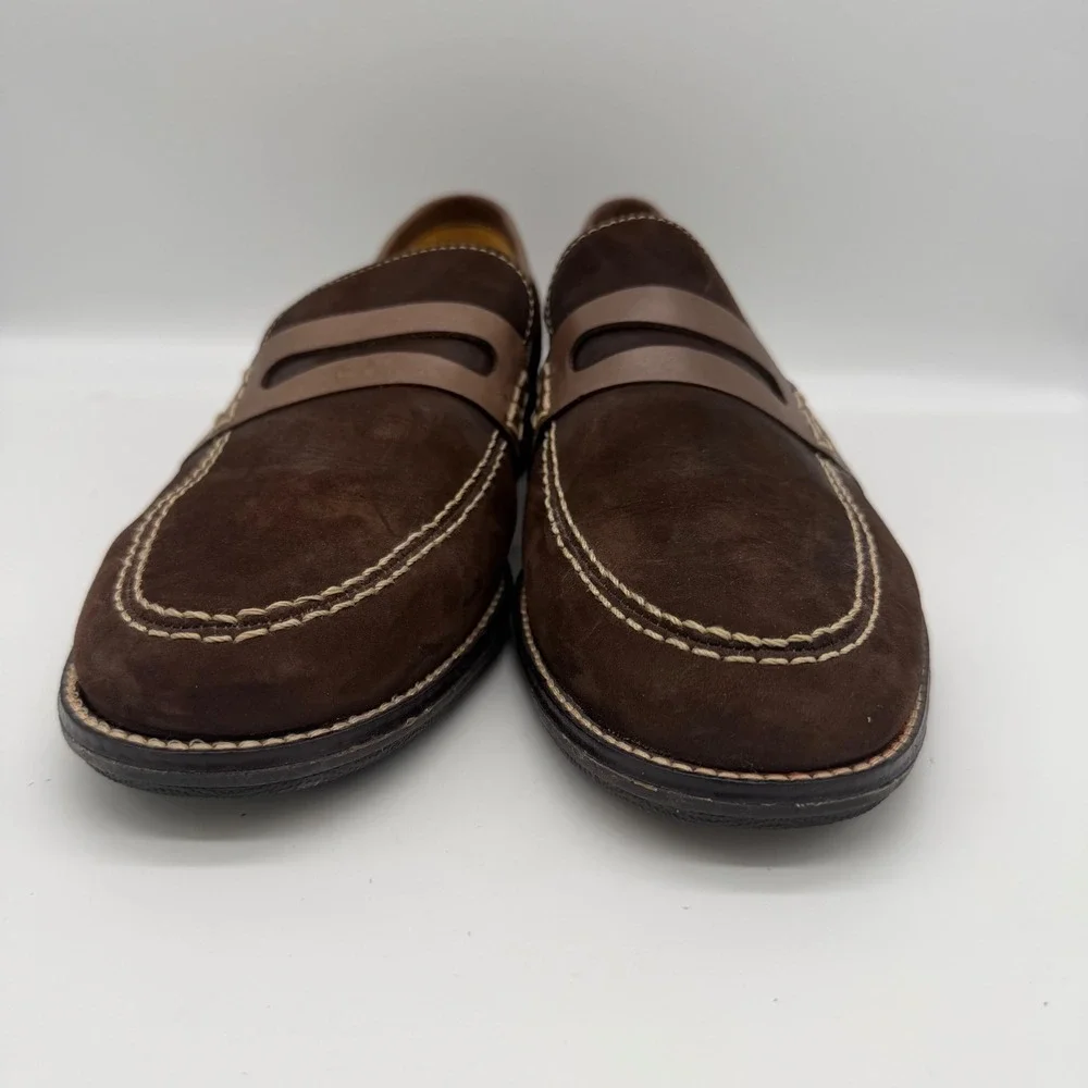 Sandro Moscoloni Mens Brown Suede Leather Penny‎ Loafers Size 10D 6060 LV Brazil